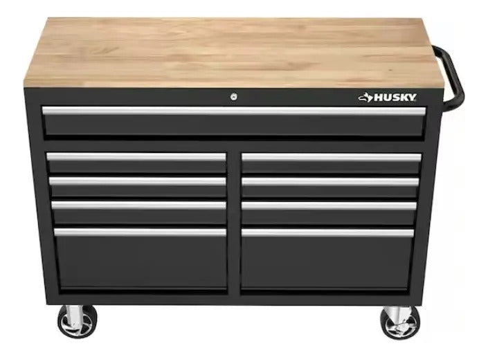 Gabinete De Banco De Trabajo Móvil Con Tapa De Madera Maciza