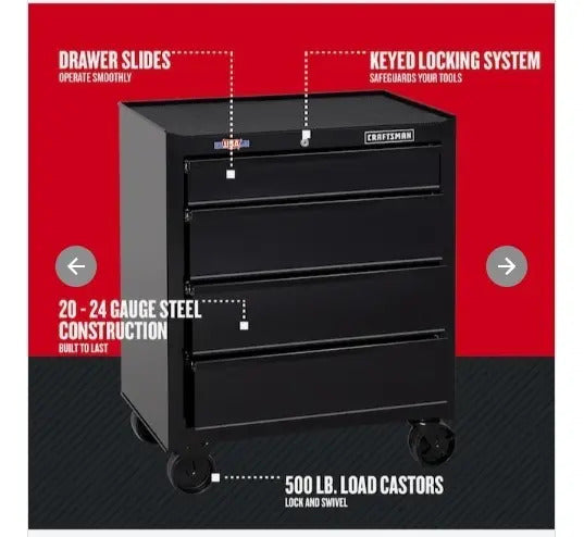Gabinete Para Herramientas Con Ruedas  4 Cajones Serie 1000