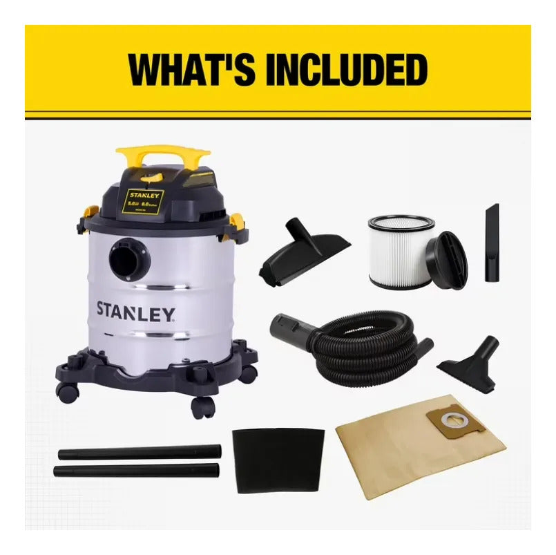 Aspiradora Stanley 6 Galones 5 Hp Seco Mojado Soplador